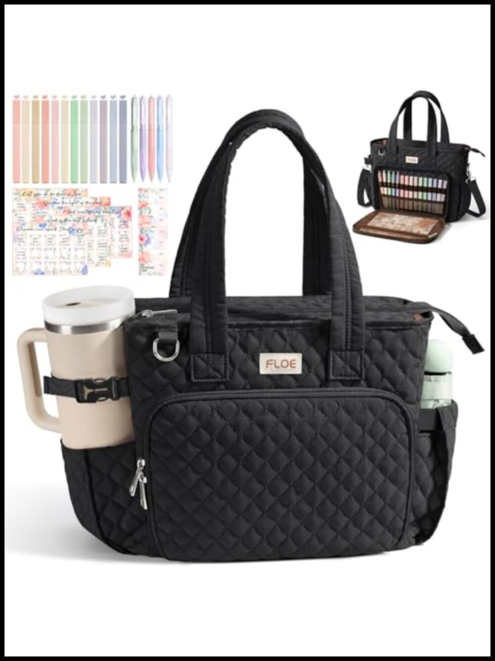Quilted Bible Tote Bag for Women Large Church Bag with Study Supplies